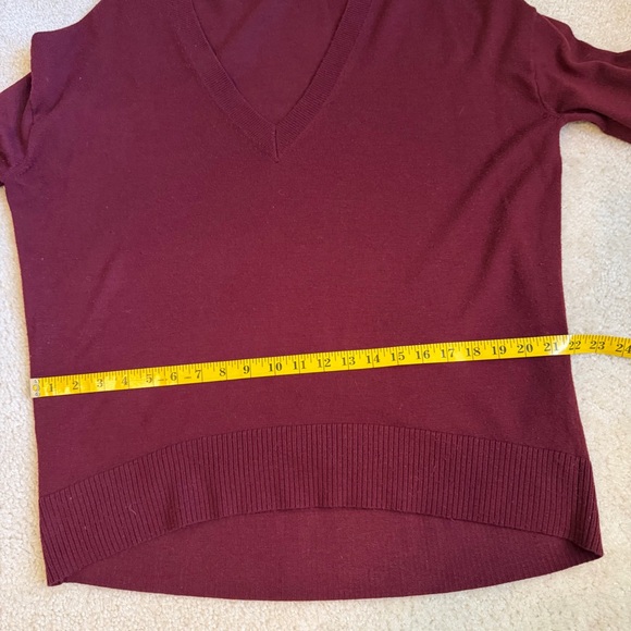 LOFT Deep Burgundy V-Neck Sweater - Picture 9 of 11